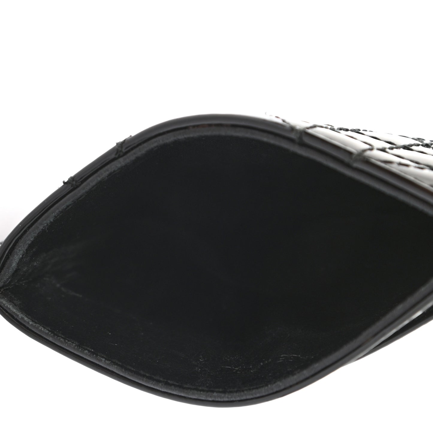 Patent Cannage Lady Dior Card Holder Black