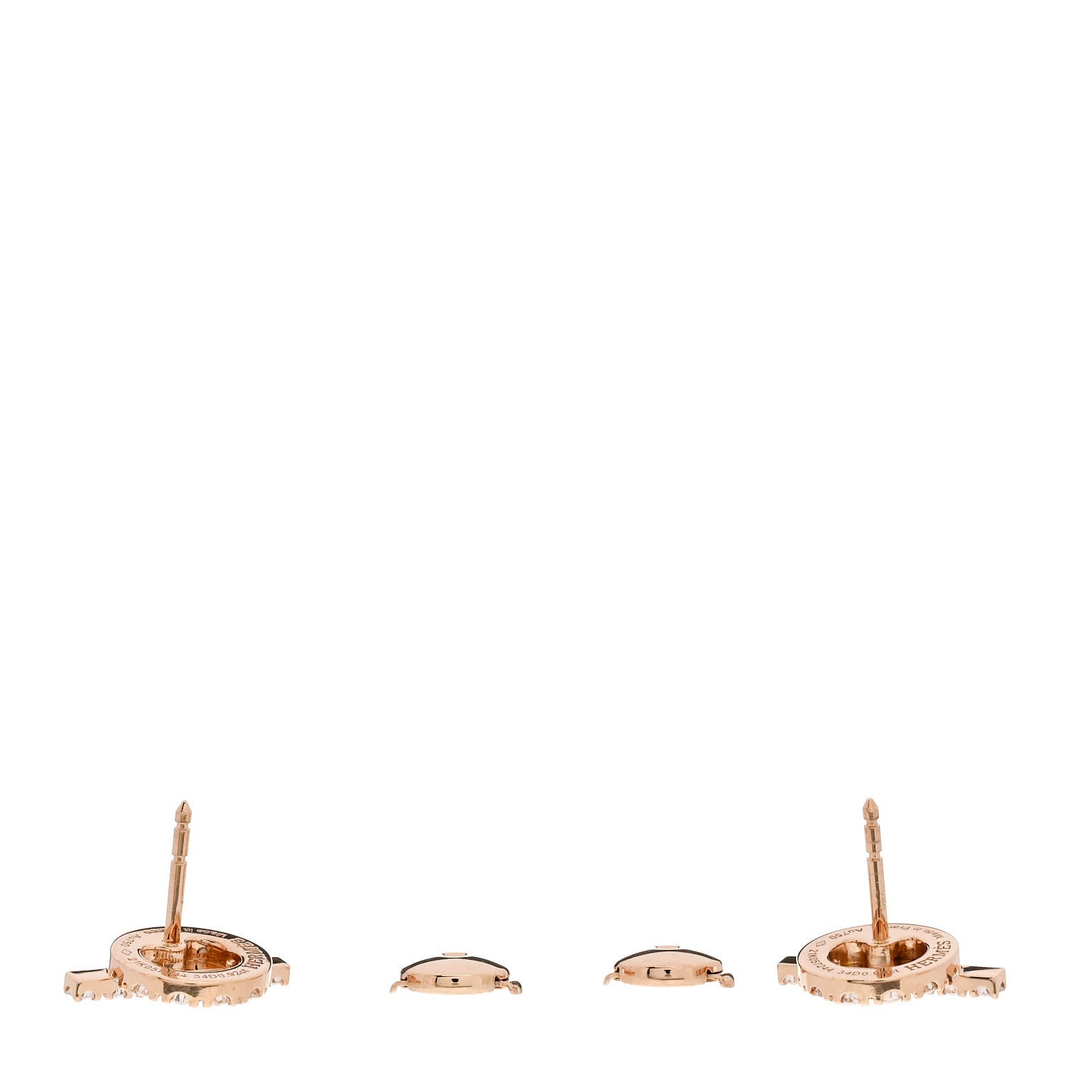 Hermes 18K Rose Gold Diamond Finesse Earrings 3 of 5