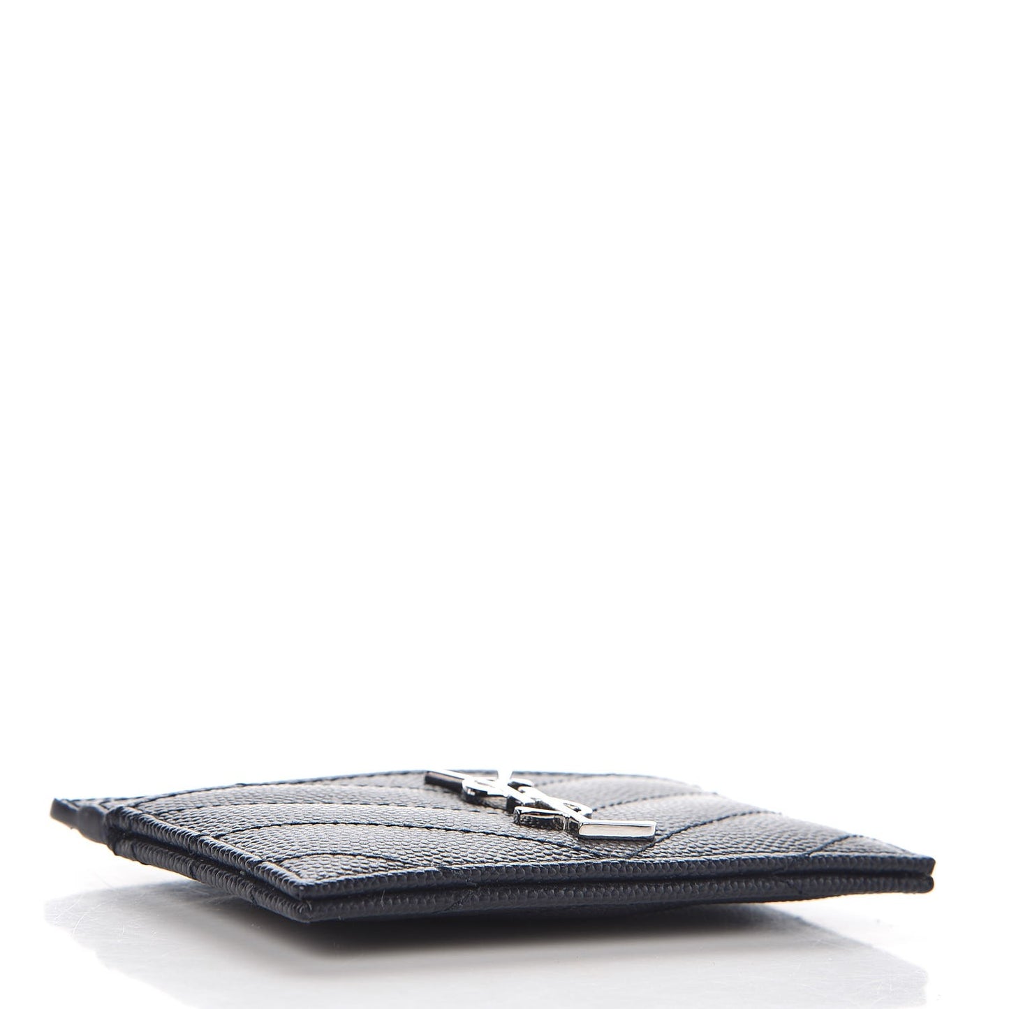 Grain De Poudre Matelasse Monogram Chevron Credit Card Case Deep Marine