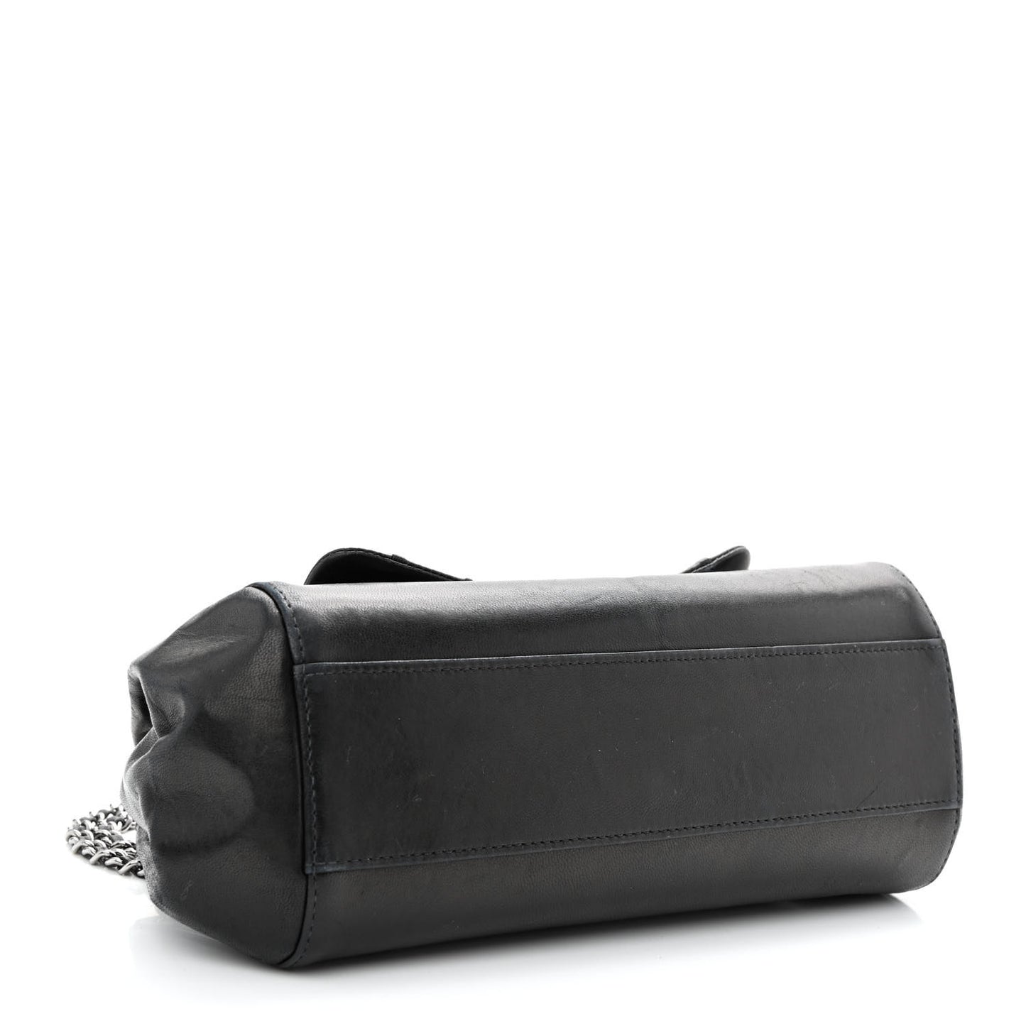 Lambskin Vertical Quilt Small Accordion Flap Black