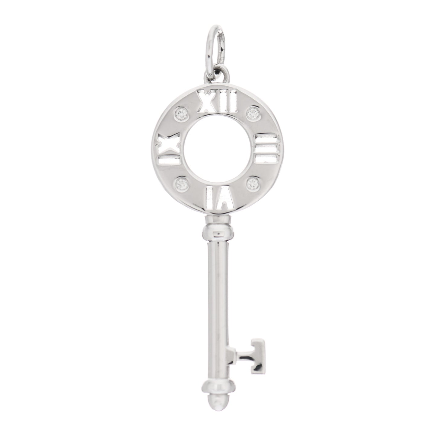 18K White Gold Diamond Atlas Pierced Key Pendant