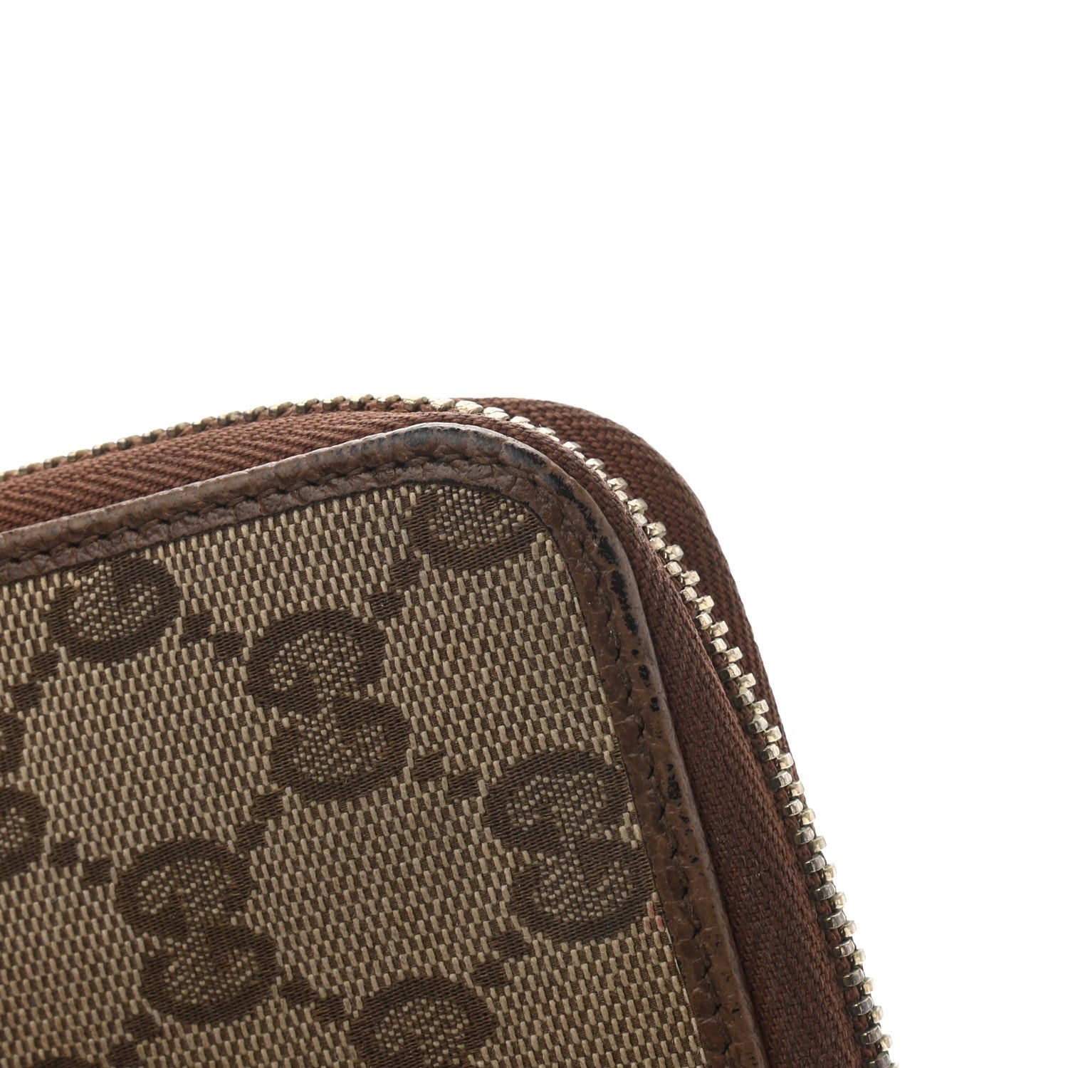 Gucci Monogram Dollar Calfskin Zip Around Wallet Beige Ebony Tabacco 9 of 10
