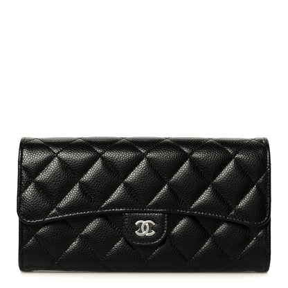 Chanel Caviar Quilted Large Gusset Flap Wallet Black 1 of 10