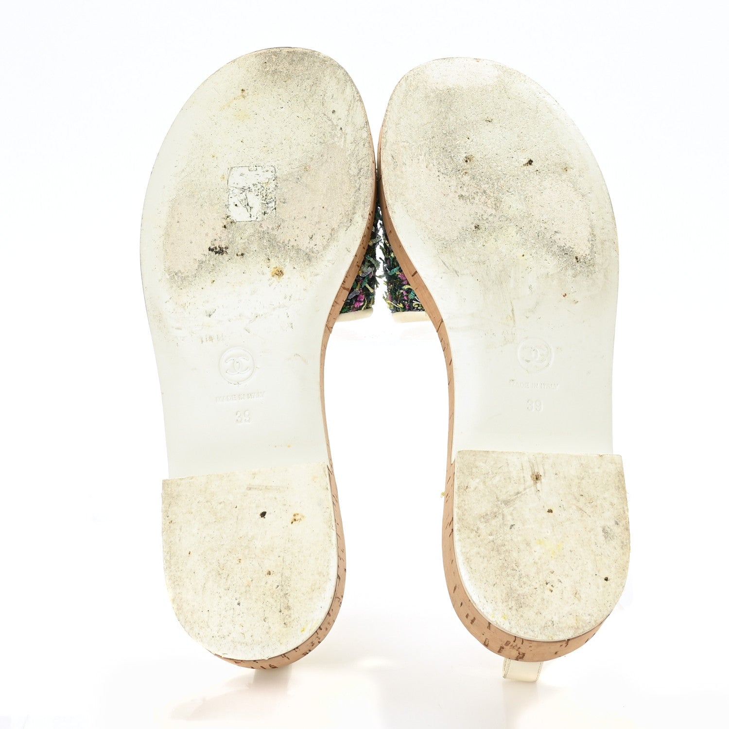 Chanel Tweed Cork Mule Sandal 39 White Multicolor 5 of 13