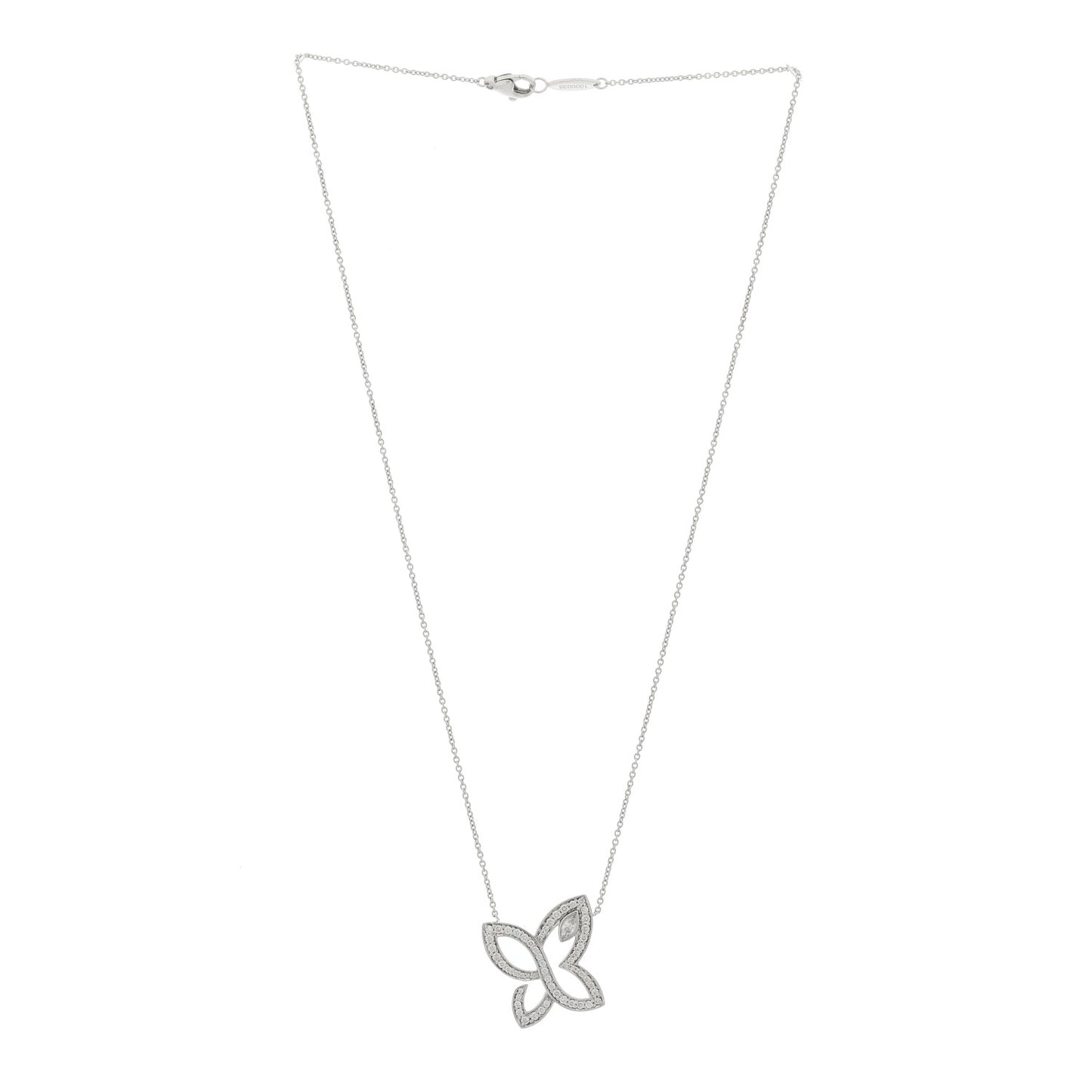Platinum Diamond Infinite Lily Cluster Pendant Necklace