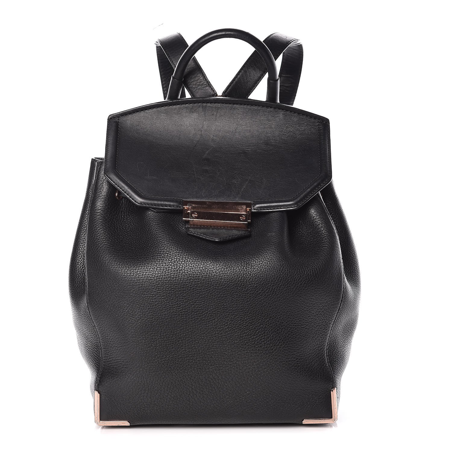 Alexander Wang Pebbled Calfskin Prisma Skeletal Backpack Black Rose Gold Hardware 1 of 13