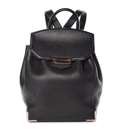 Alexander Wang Pebbled Calfskin Prisma Skeletal Backpack Black Rose Gold Hardware 1 of 13