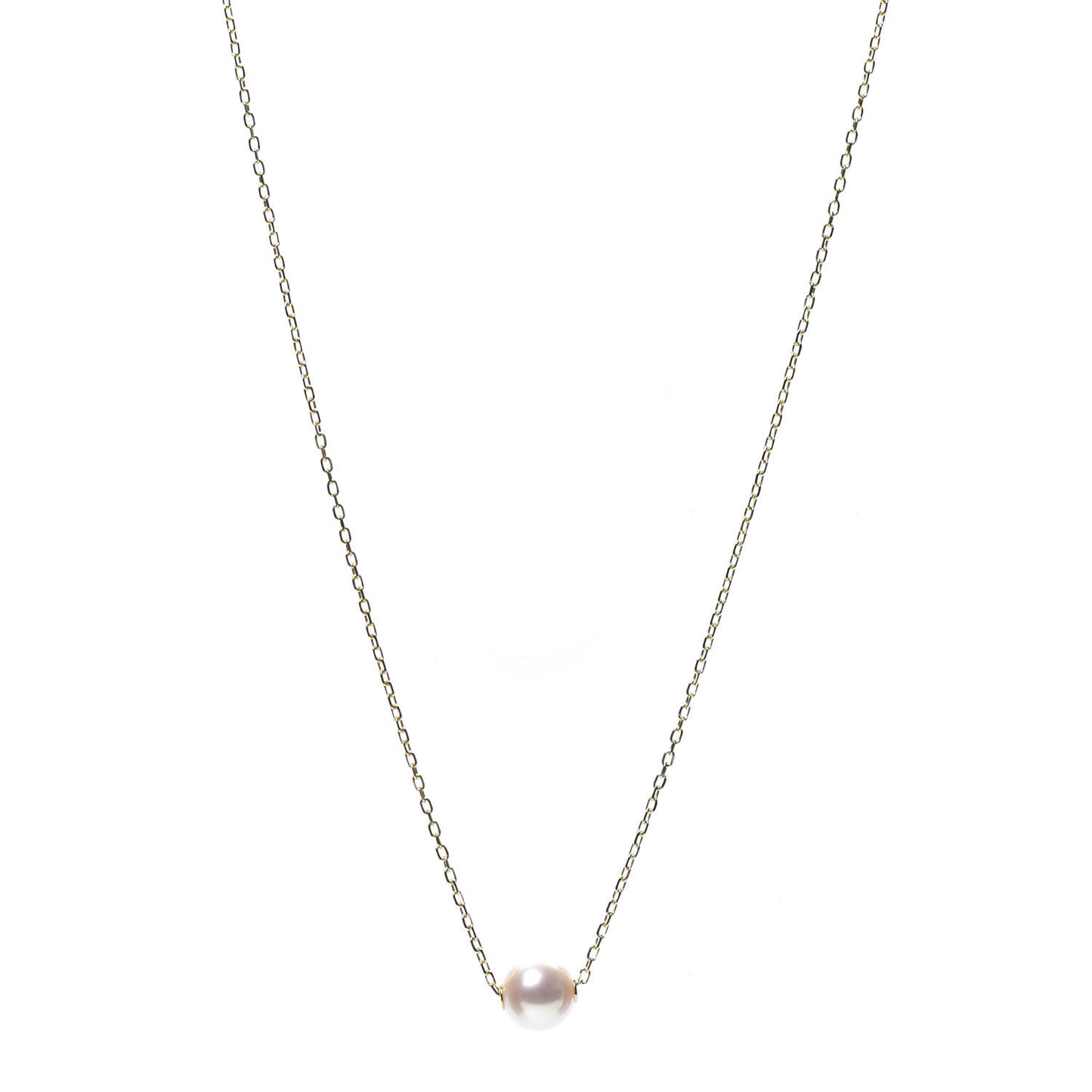 18K Yellow Gold Akoya Pearl 8mm Single Pendant Necklace