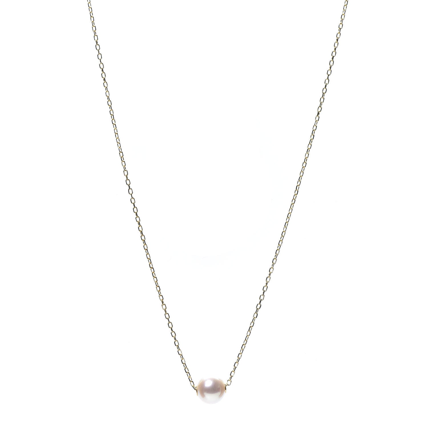 Mikimoto 18K Yellow Gold Akoya Pearl 8mm Single Pendant Necklace 1 of 7