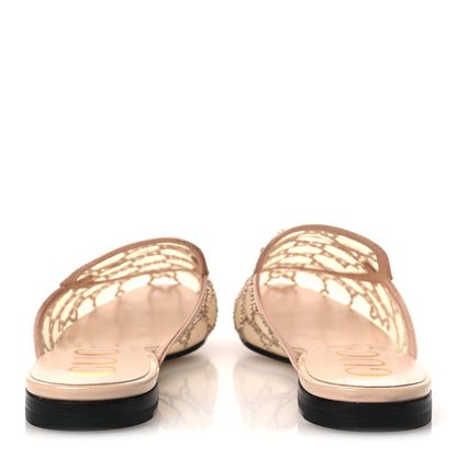 Gucci Patent Mesh Crystal GG Monogram Womens Princetown Slippers 37.5 Ivory 6 of 11