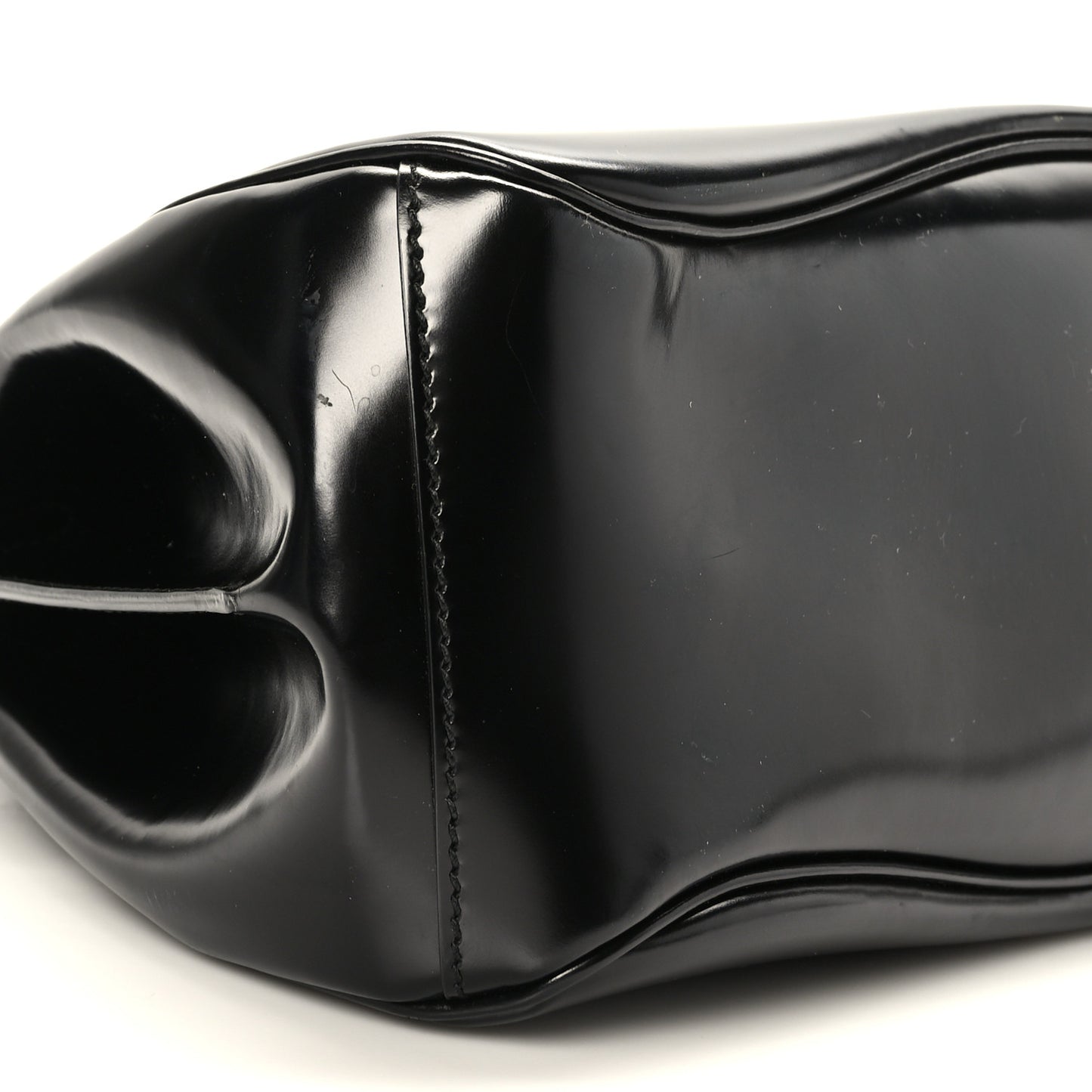 Regent Calfskin Bamboo Medium Lady Lock Top Handle Bag Black