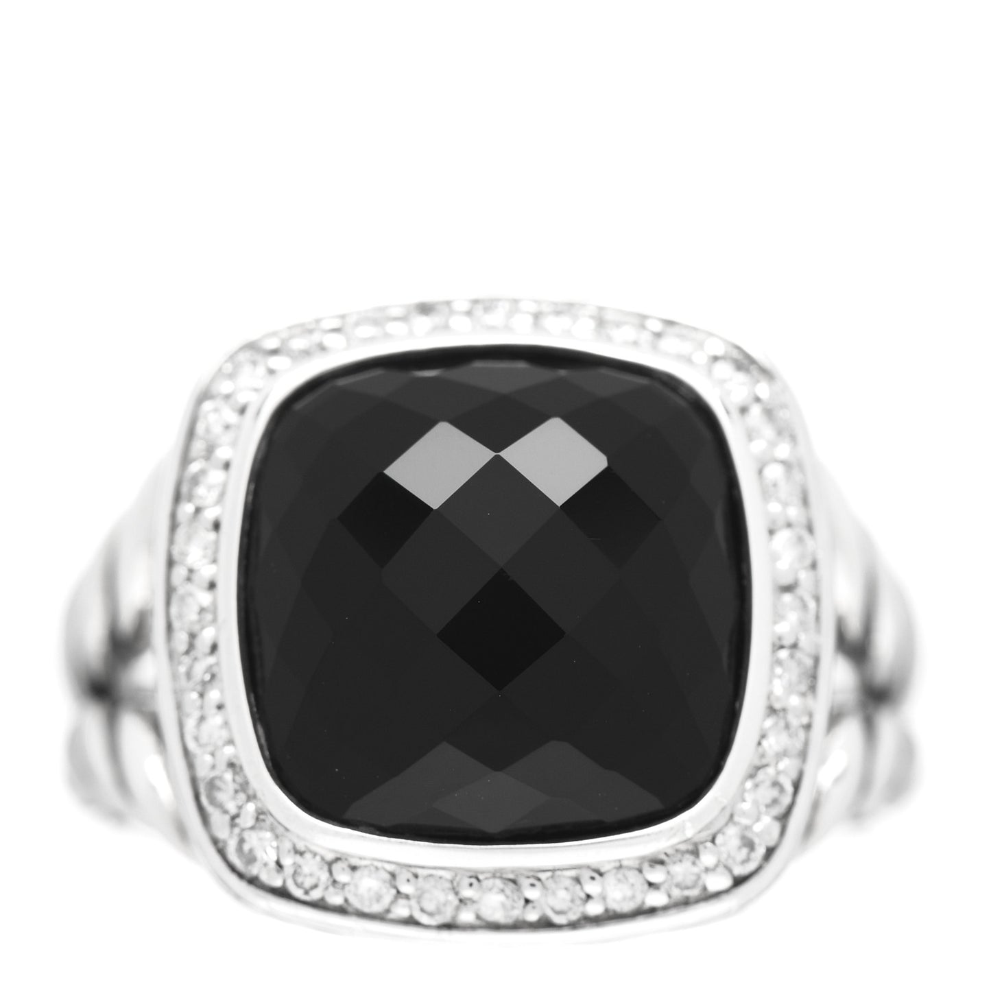 Sterling Silver Diamond Black Onyx 11mm Albion Ring 50 5.5