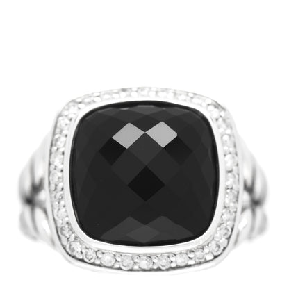 David Yurman Sterling Silver Diamond Black Onyx 11mm Albion Ring 50 5.5 1 of 5