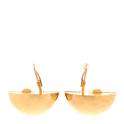 Saint Laurent Brass Double Half Ball Clip On Earrings Gold 3 of 5