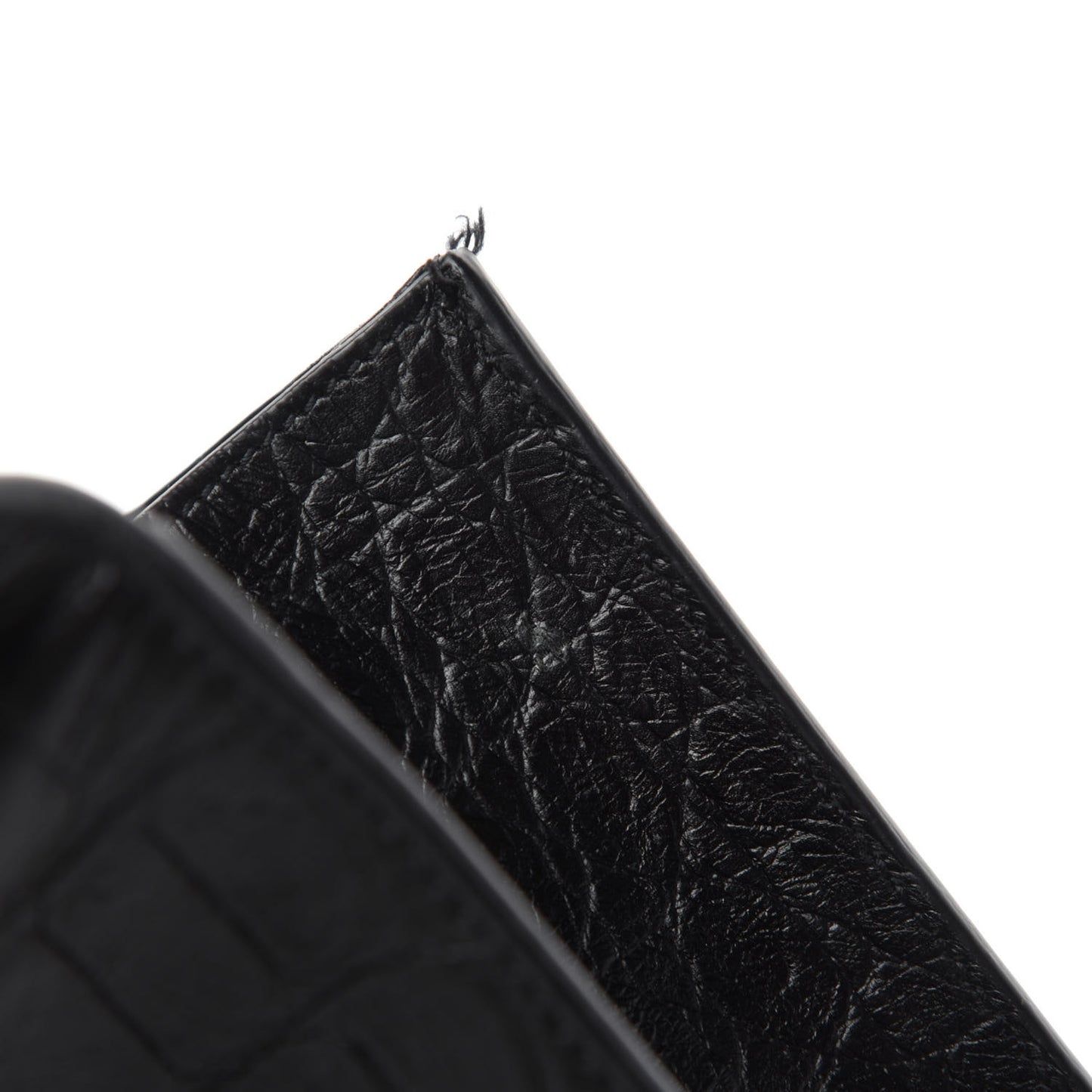 Calfskin Crocodile Embossed Medium Classic Monogram Kate Tassel Satchel Black