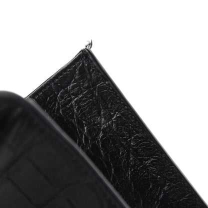 Saint Laurent Calfskin Crocodile Embossed Medium Classic Monogram Kate Tassel Satchel Black 9 of 12
