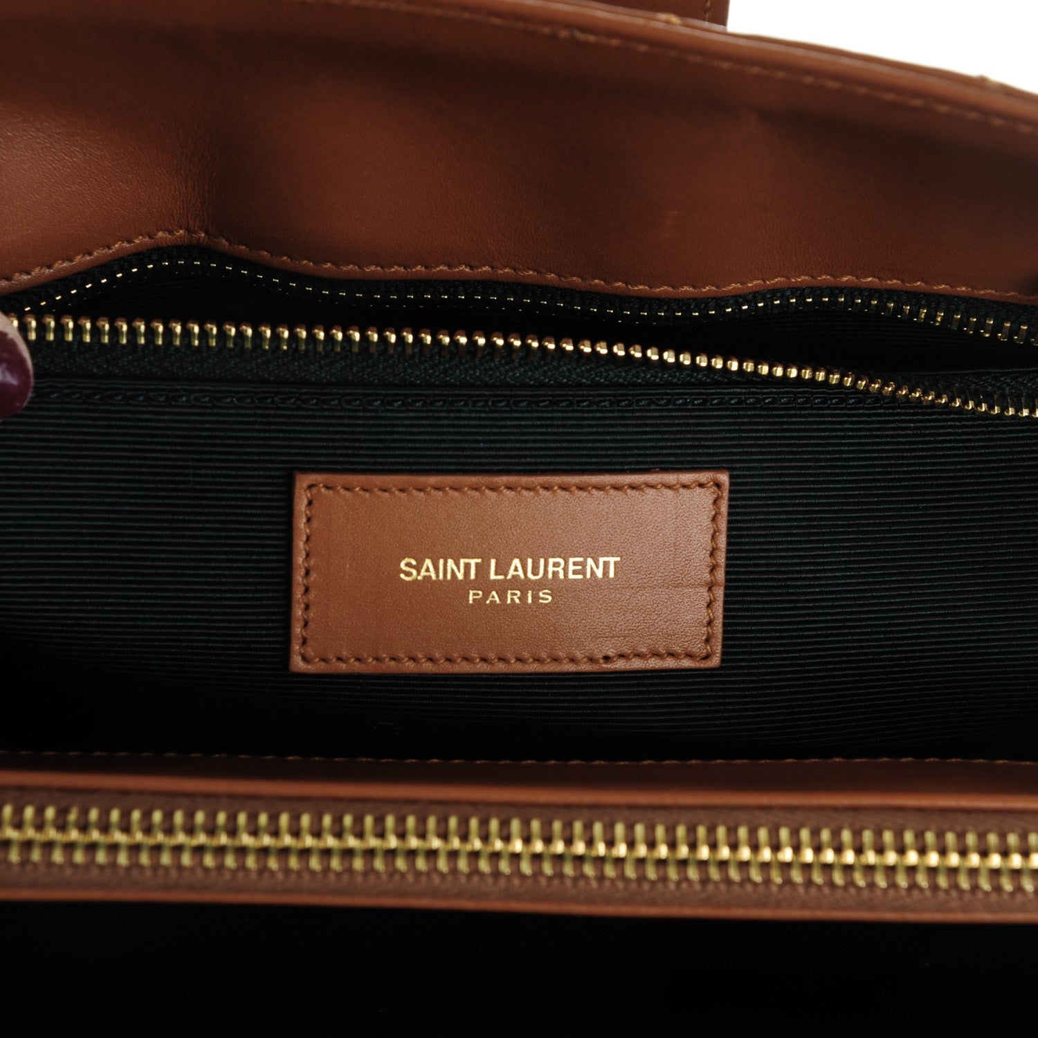 Saint Laurent Smooth Calfskin Matelasse Chevron Large Monogram Shopping Bag Brown 9 of 10
