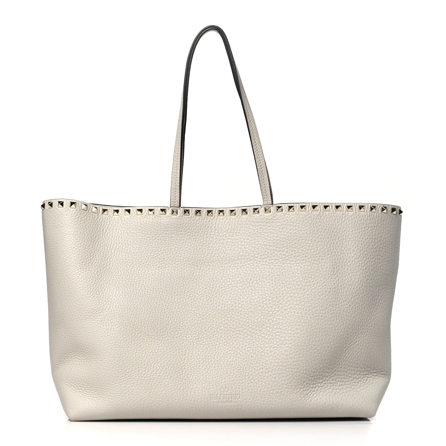 Valentino Garavani Grained Calfskin Rockstud Shoulder Tote Opal Grey 1 of 9
