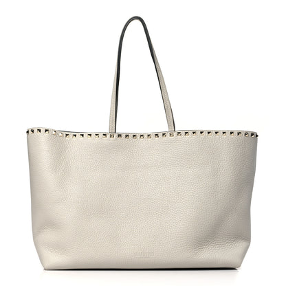 Valentino Garavani Grained Calfskin Rockstud Shoulder Tote Opal Grey 1 of 9