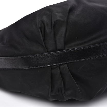Prada Tessuto Nylon Calfskin Hobo Black 7 of 9