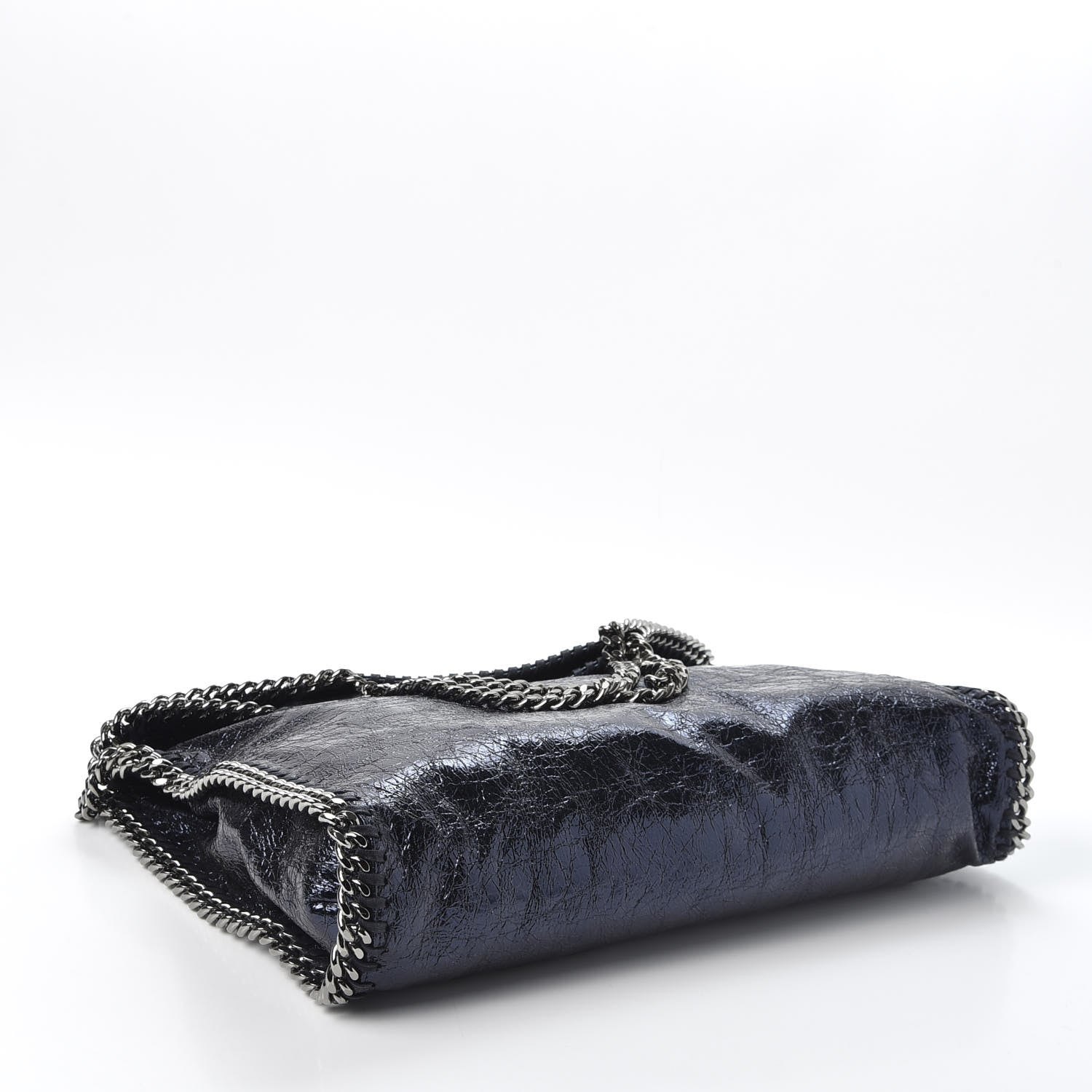Stella McCartney Metallic Crackle Falabella Fold Over Tote Navy 3 of 8