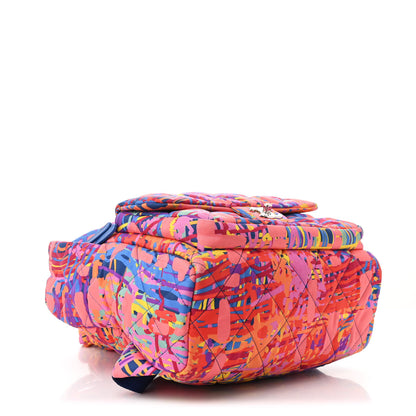Chanel Foulard Fabric Quilted Printed Backpack Pink 4 of 10