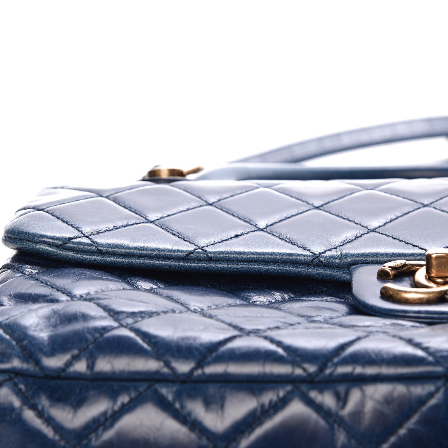 Chanel Glazed Calfskin Castle Rock Medium Flap Blue 11 of 13