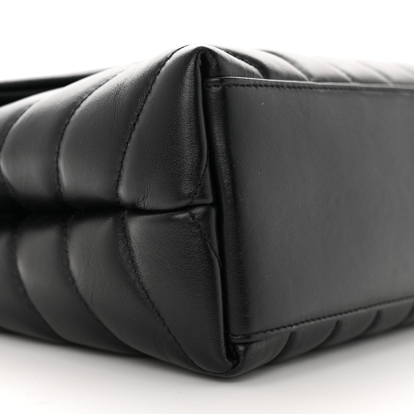 Calfskin Y Quilted Monogram Small Loulou Chain Satchel Black