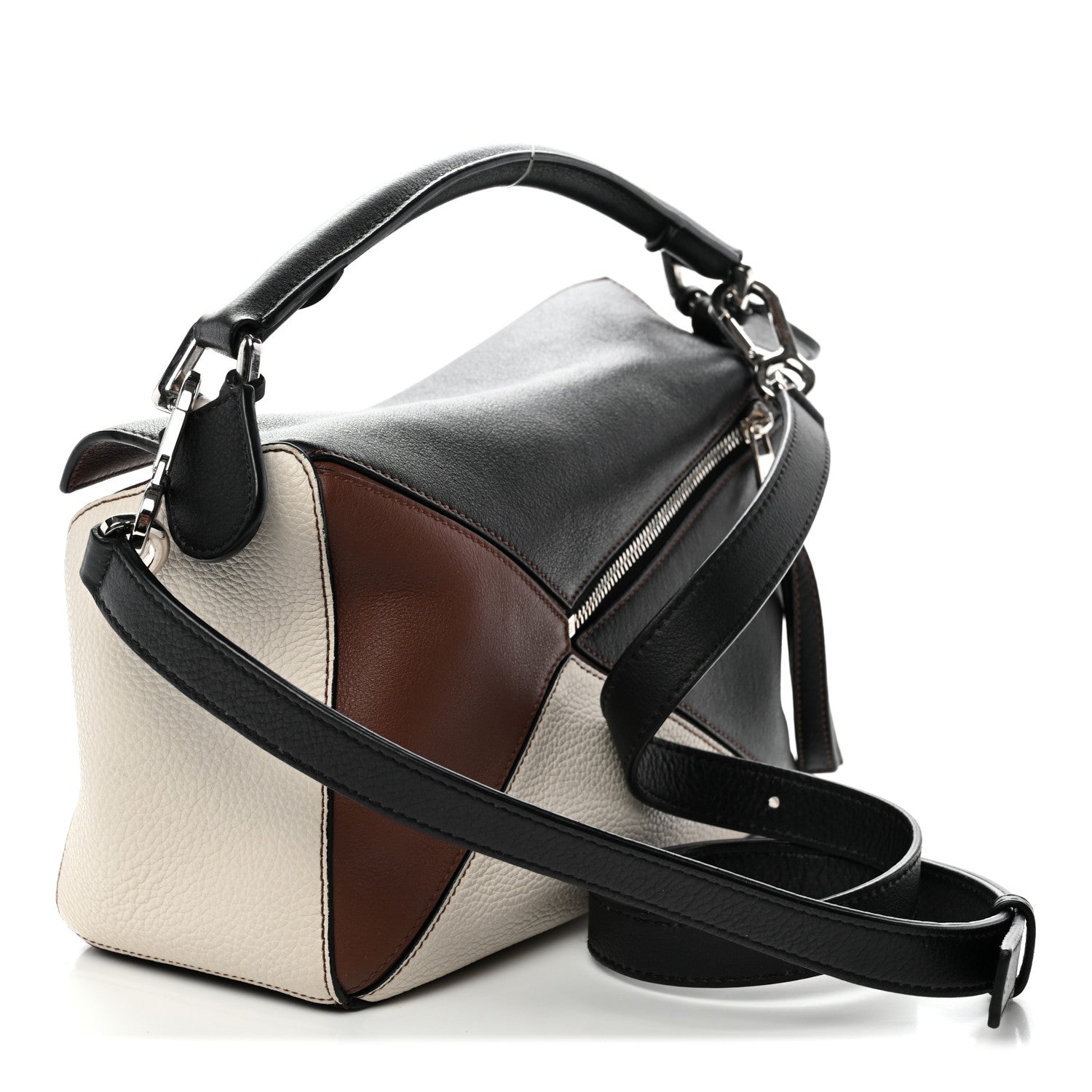 Loewe Calfskin Small Puzzle Bag Brunette Soft White Black 3 of 12