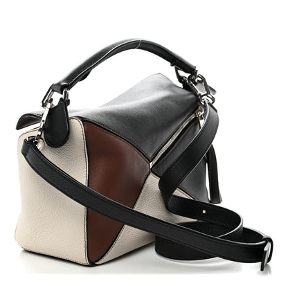 Loewe Calfskin Small Puzzle Bag Brunette Soft White Black 3 of 12