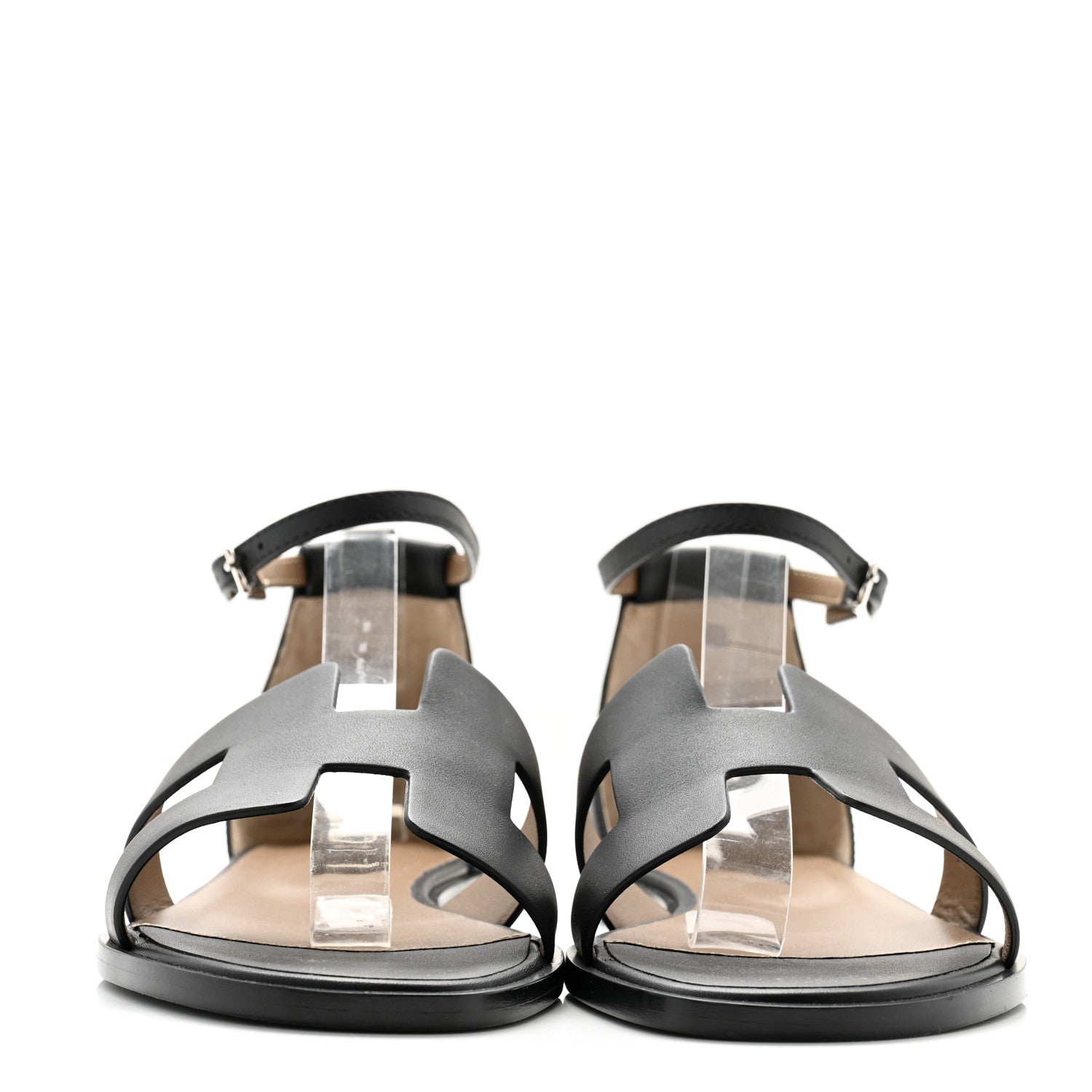Hermes Calfskin Santorini Sandals 39 Black 2 of 10