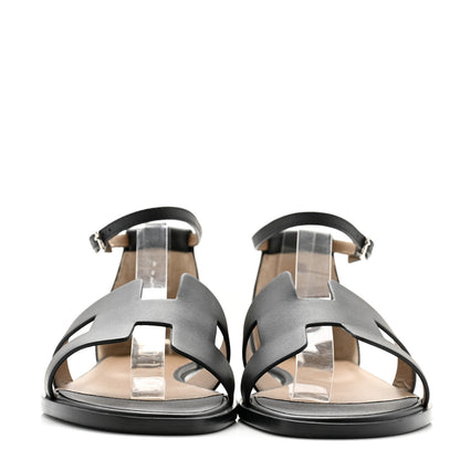 Hermes Calfskin Santorini Sandals 39 Black 2 of 10