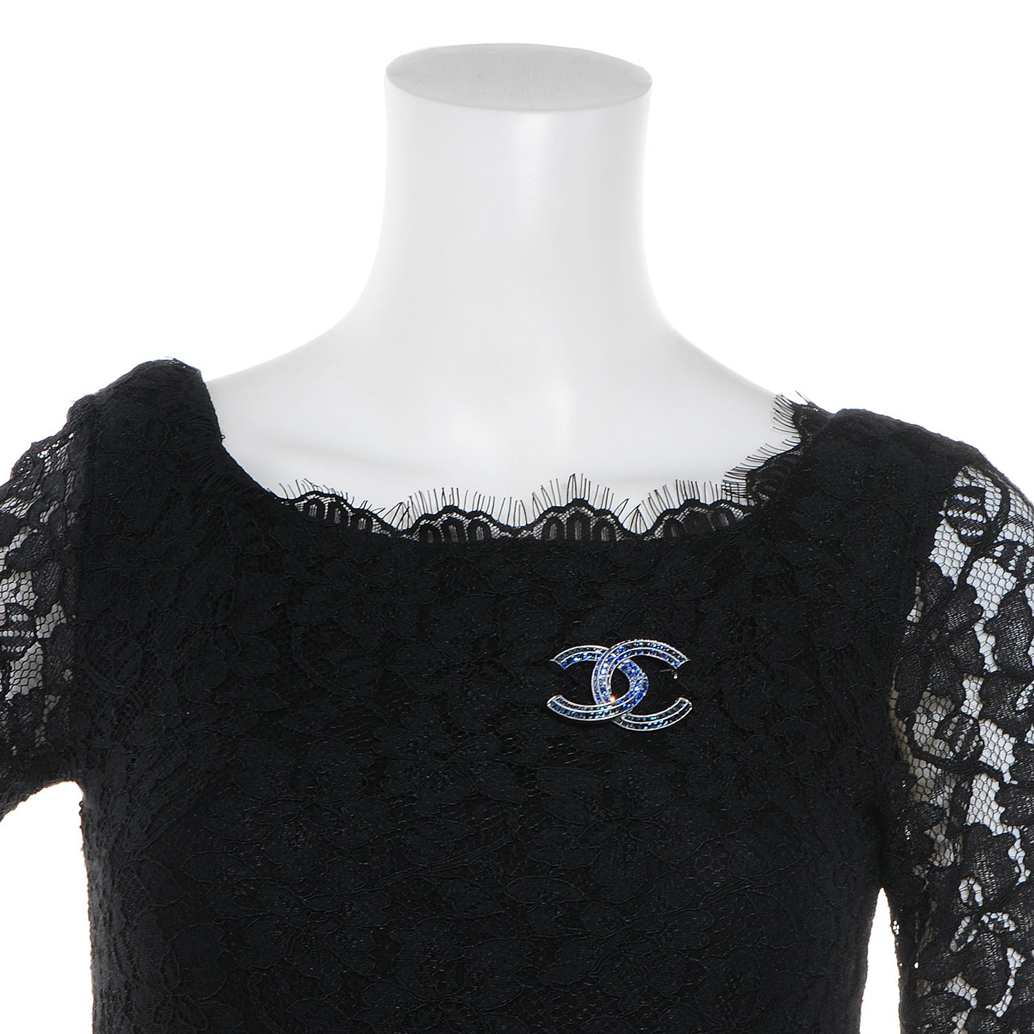 Chanel Crystal Baguette CC Brooch Blue 2 of 5