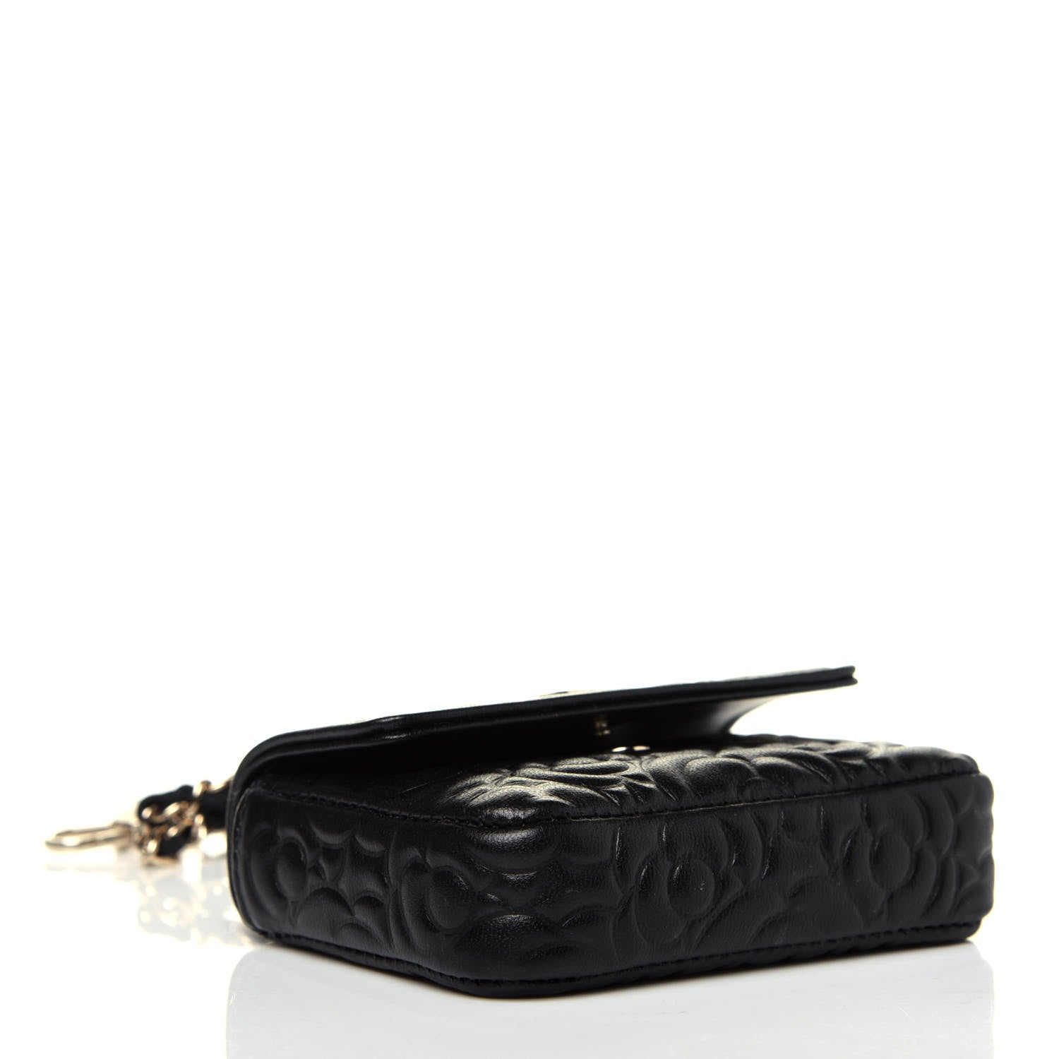 Chanel Lambskin Camellia Embossed Chain Belt Bag Black 4 of 11
