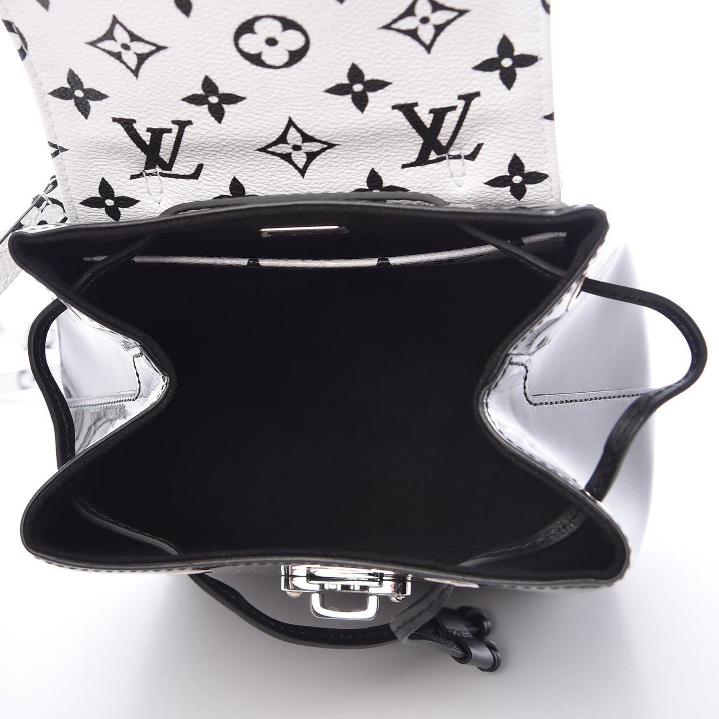 Patent Monogram Hot Springs Backpack Black White