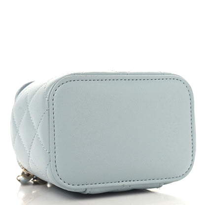 Chanel Lambskin Quilted Top Handle Mini Vanity Case With Chain Light Blue 4 of 11