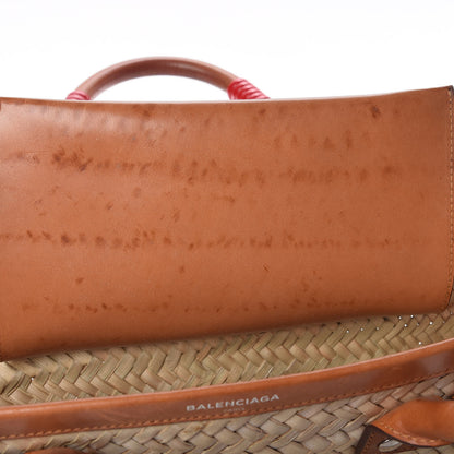 Balenciaga Straw Calfskin Medium Bistrot Panier Tote Natural 10 of 12