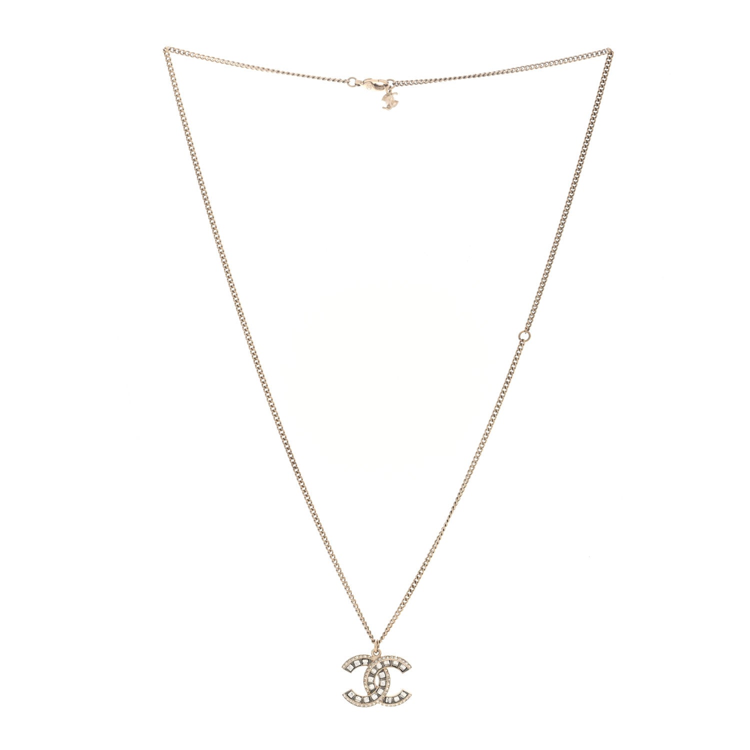 Chanel Crystal CC Necklace Gold 3 of 5