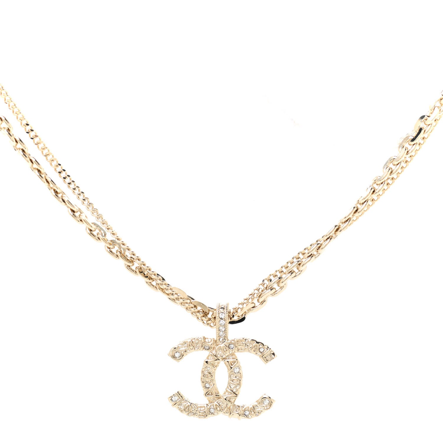 Chanel Crystal CC Multi Strand Chain Necklace Gold 1 of 6