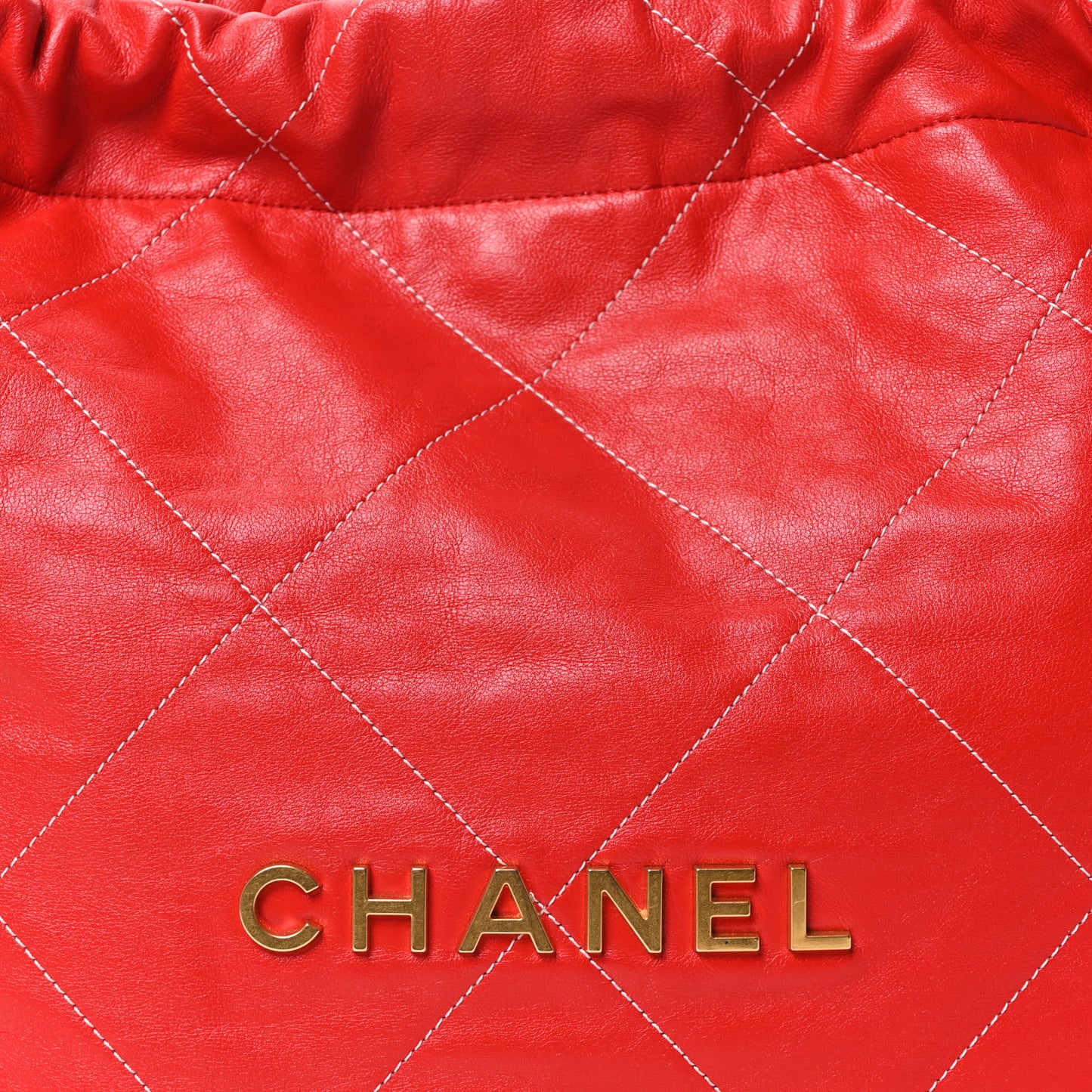 Shiny Calfskin Stitched Quilted Small Chanel 22 Red