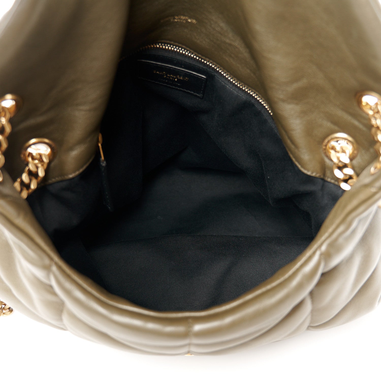 Saint Laurent Lambskin Quilted Medium Loulou Puffer Monogram Chain Satchel Seaweed 5 of 11