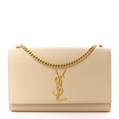 Saint Laurent Grain De Poudre Medium Monogram Kate Satchel Dark Beige 1 of 11