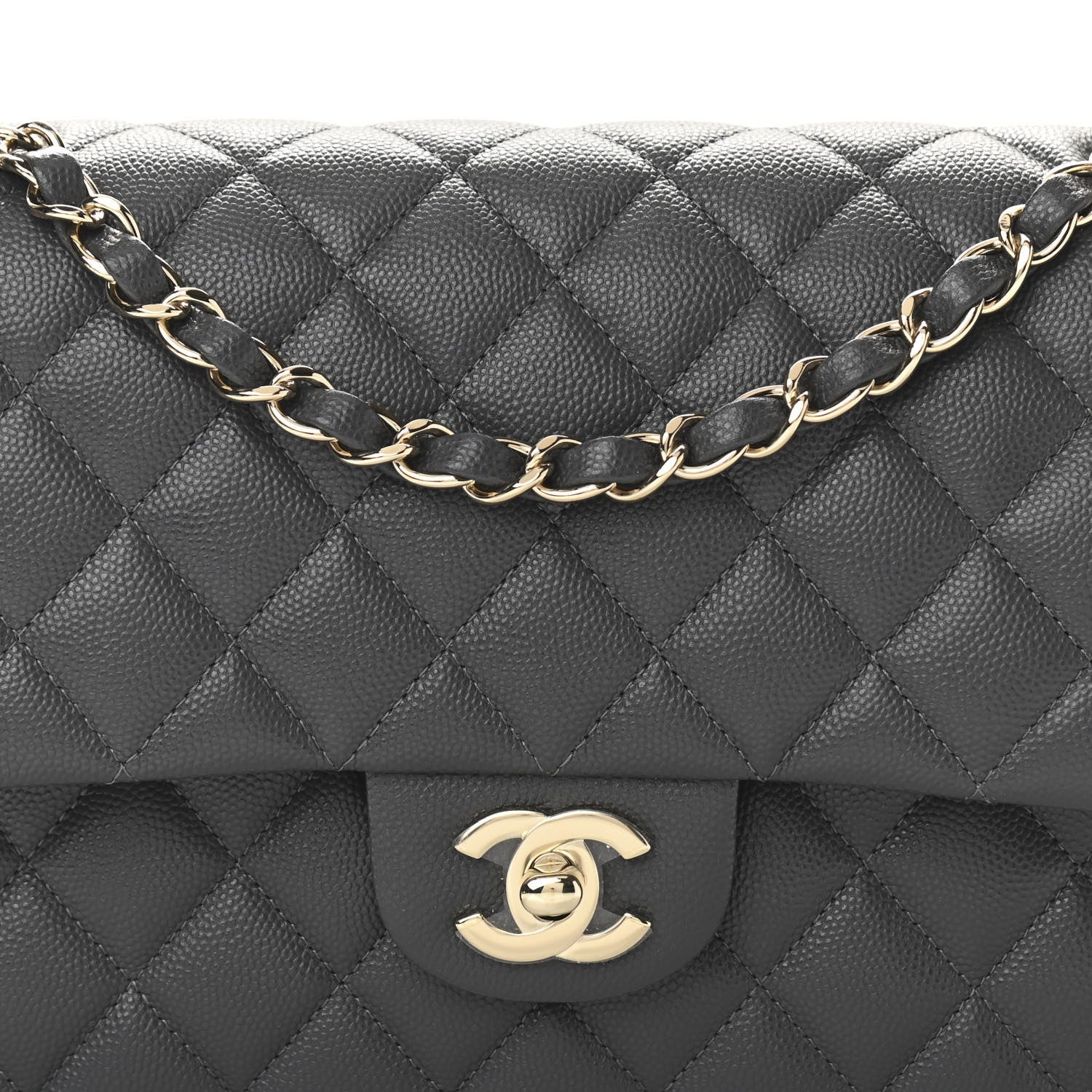 Chanel Caviar Quilted Medium Double Flap Dark Grey 8 of 10