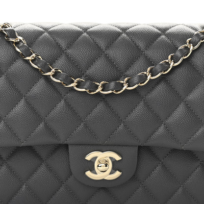 Chanel Caviar Quilted Medium Double Flap Dark Grey 8 of 10