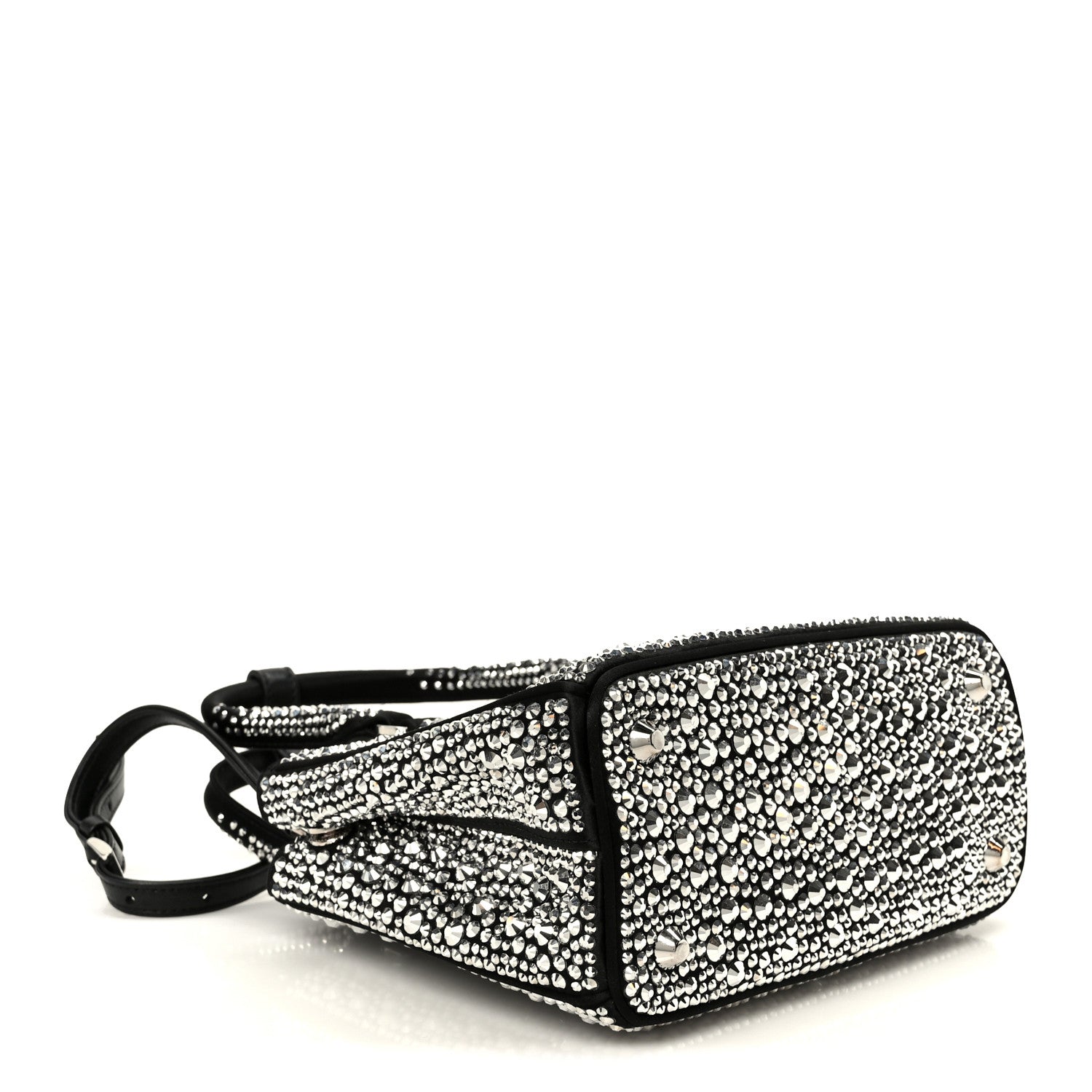 Prada Satin Crystal Mini Galleria Double Zip Tote Metal 1870702