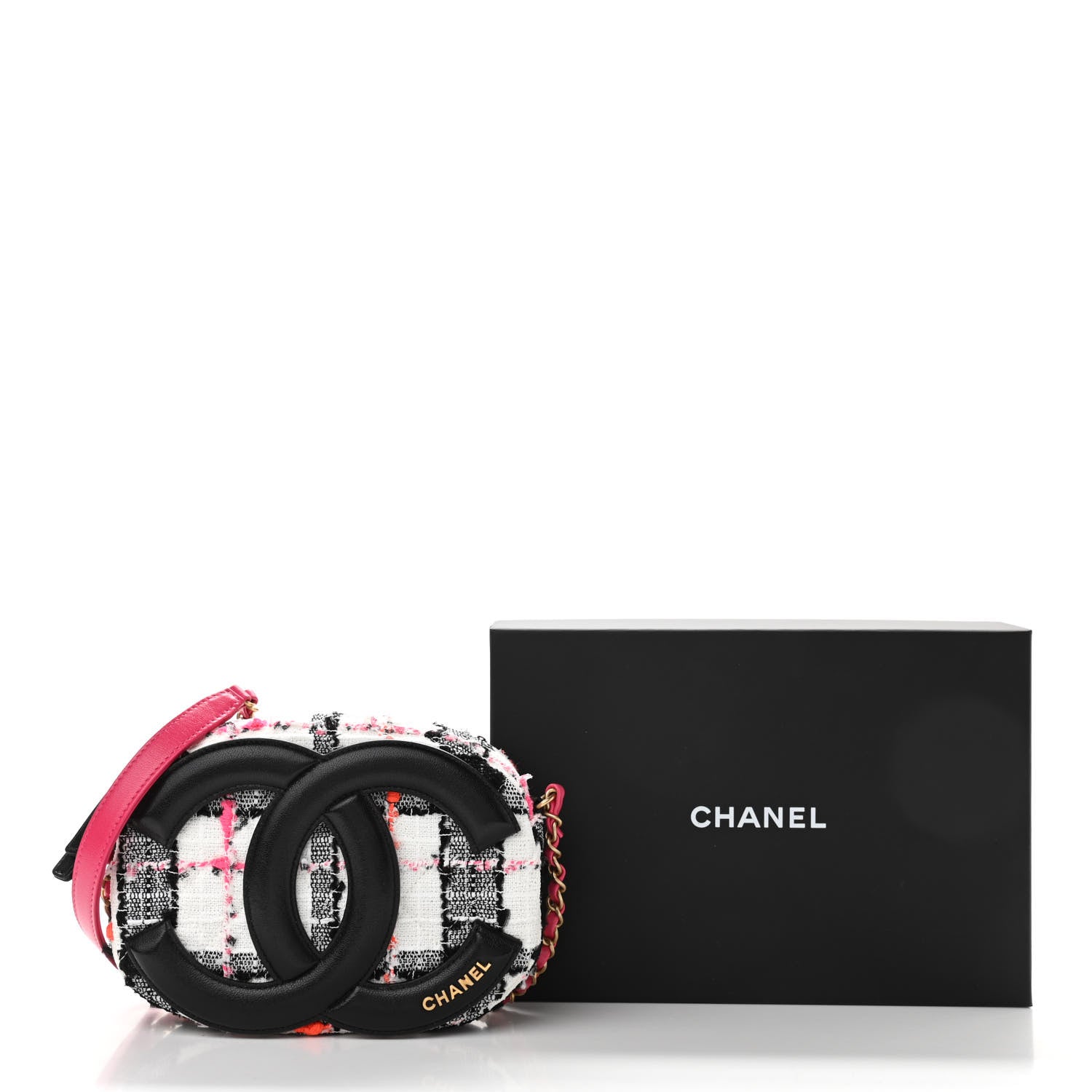 Chanel Tweed Lambskin Quilted Coco Midnight Camera Case White Black Multicolor 11 of 11