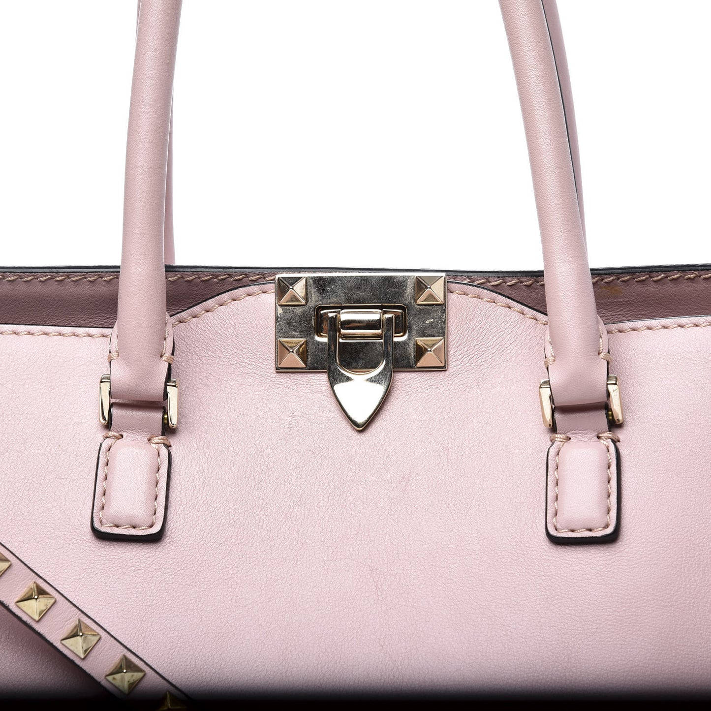 Vitello Rockstud Double Handle Tote Light Pink