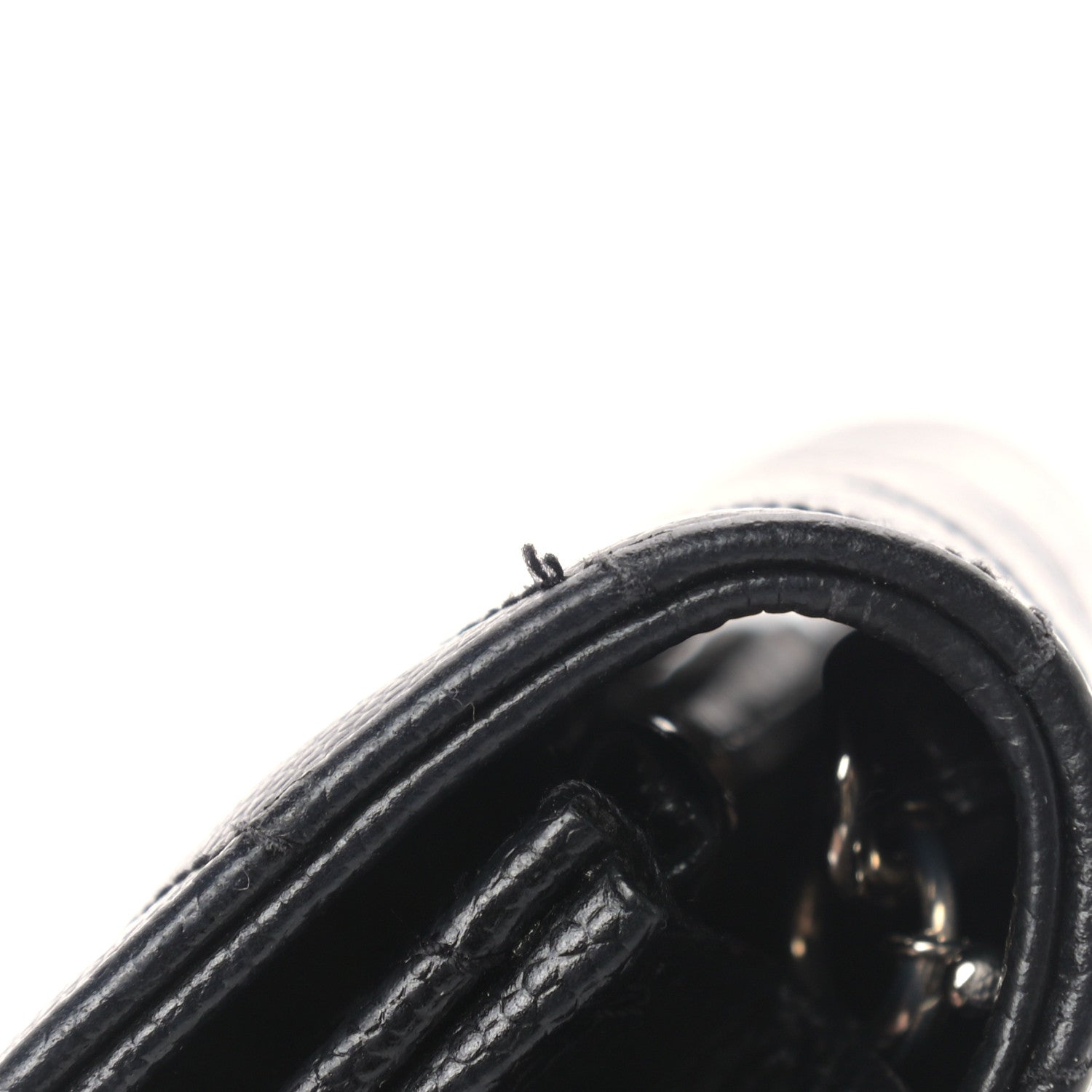 Saint Laurent Grain De Poudre Matelasse Chevron Monogram Envelope Chain Wallet Black 9 of 11