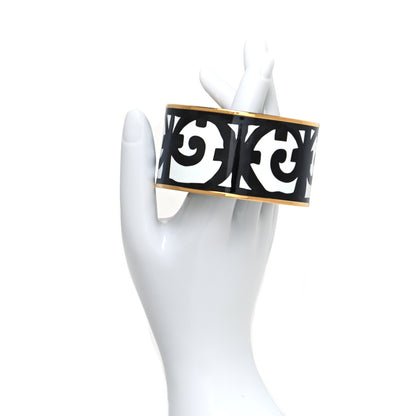 Hermes Enamel Printed Extra Wide Balcons du Guadalquivir Bracelet 65 Black 2 of 5