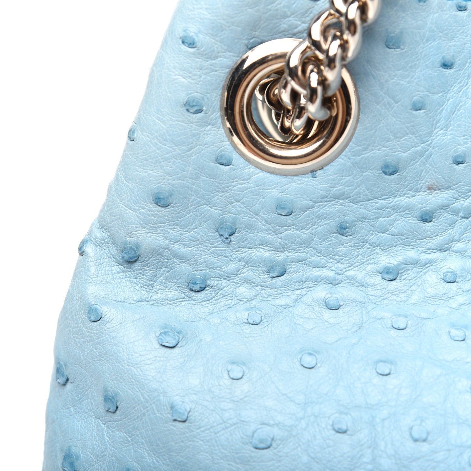 Gucci Ostrich Medium Soho Chain Shoulder Bag Light Blue 11 of 17